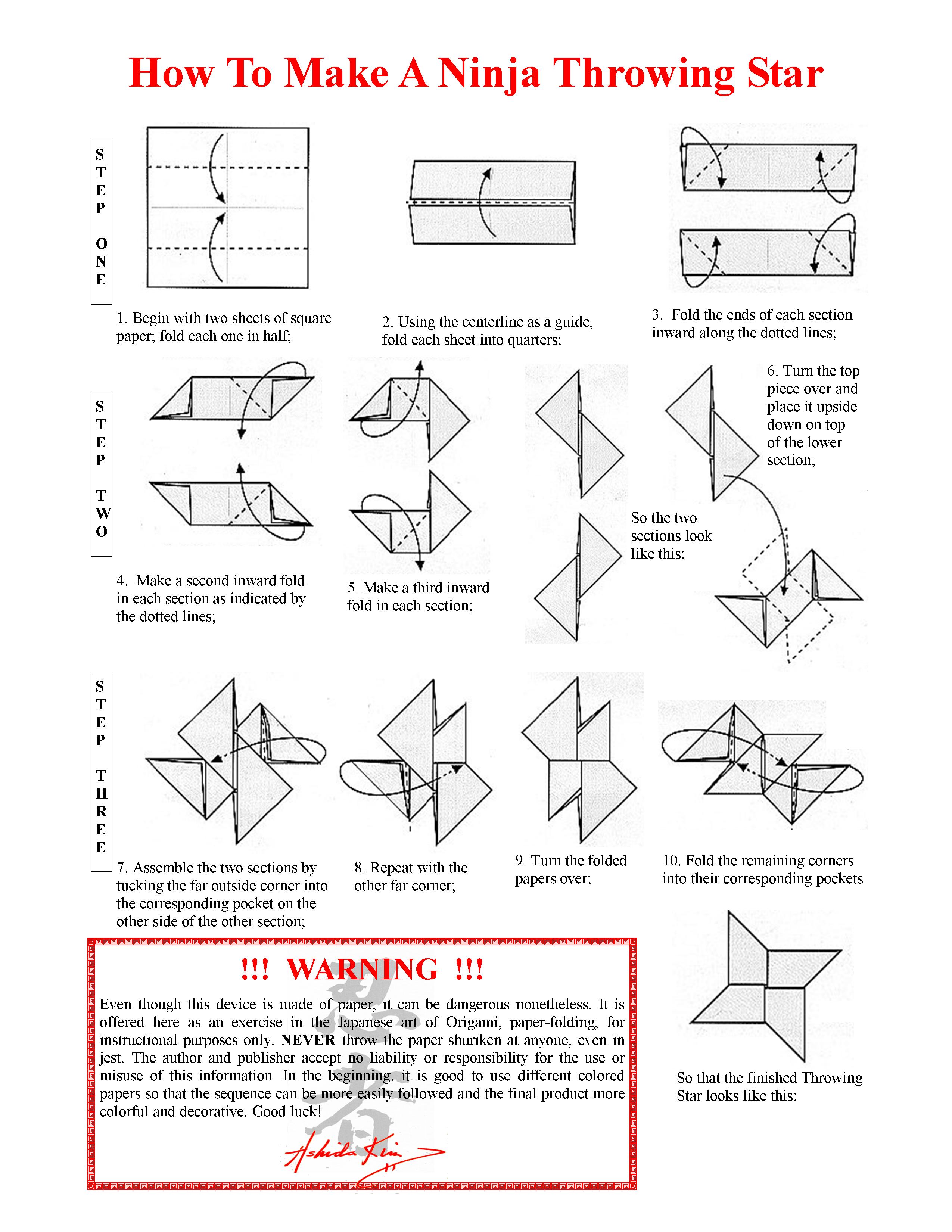 step by step origami 3 pointed ninja star instructions